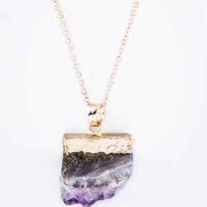 Boho Luxe Raw Amethyst Feather Necklace